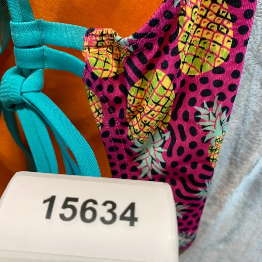Speedo Vibe Collection Pineapple Party One Piece Swimsuit Pink Teal Size 34 NEW